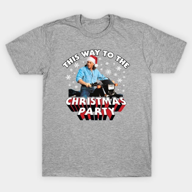 Jean Claude Van Damme This Way To The Christmas Party T-Shirt by Rebus28